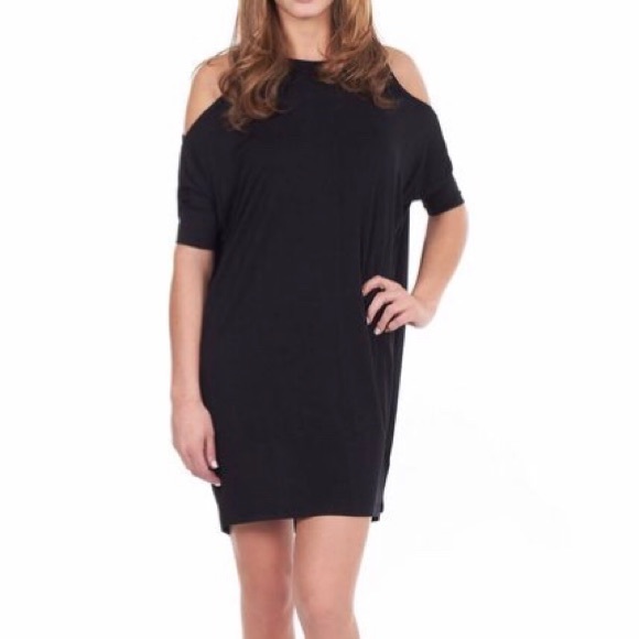 Cut out shoulder black jersey dress size s - Picture 1 of 6